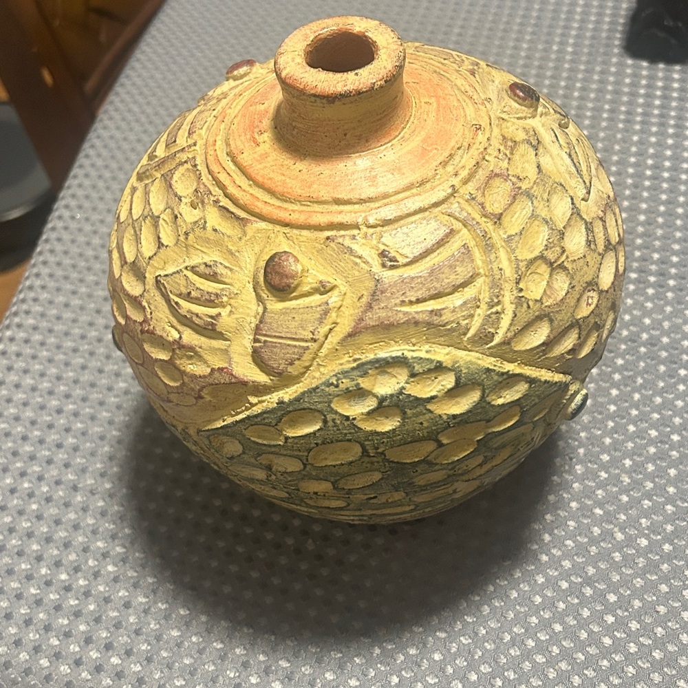Handcrafted Ceramic Vase with Fish Design